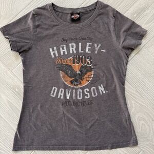 Harley Davidson Women's Short Sleeve Shirt Medium Charcoal Grey San Jacinto TX